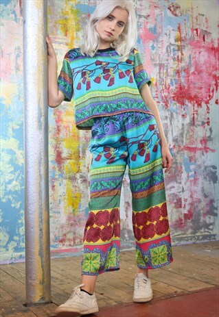 SILKY TILE PRINT CROP PANTS & BOX TOP CO-ORDINATES