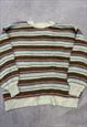 VINTAGE KNITTED JUMPER ABSTRACT PATTERNED GRANDAD SWEATER