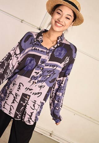 90'S RETRO ABSTRACT PRINT FESTIVAL SHIRT TOP