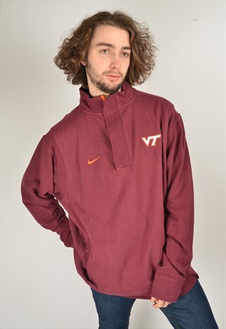 VINTAGE NIKE VIRGINIA TECH 1/4 ZIP SWEATSHIRT IN MAROON