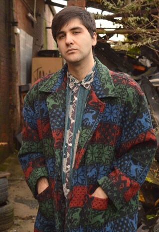 VINTAGE PATTERNED FLEECE JACKET