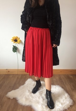 VINTAGE RED & WHITE POLKA DOT MIDI SKIRT