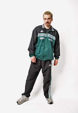 ADIDAS vintage sport tracksuit set black green 90s men