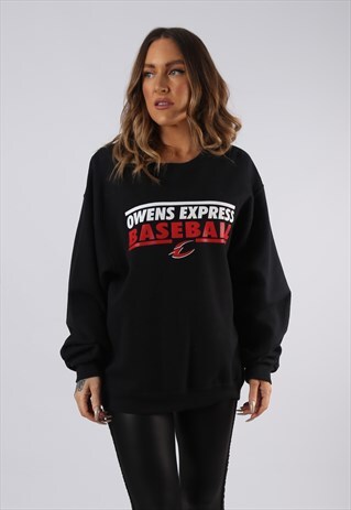 SWEATSHIRT JUMPER OVERSIZED BASEBALL PRINT UK 16 XL (CCV)