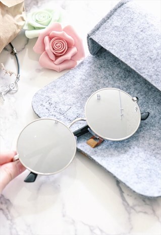SILVER ROUND SUNGLASSES