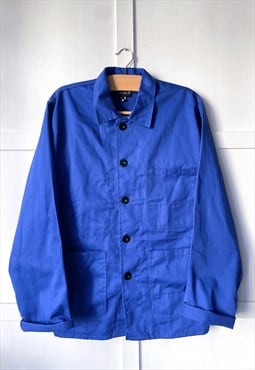 Vintage French Cotton Chore Work Jackets Cobalt Blue
