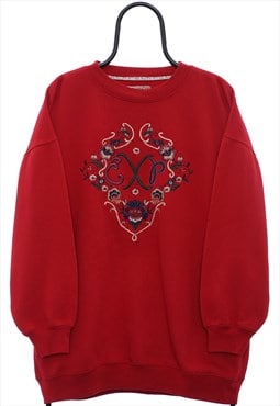 Vintage Express Embroidered Red Sweatshirt Womens