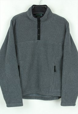 L Fleece snap button sweater Jumper Sweatshirt Pullover grey