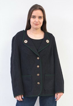 Vintage Women's XL Wool Jacket Trachten Cardigan Traditional