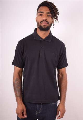 CHAMPION MENS VINTAGE POLO SHIRT LARGE BLACK 90S