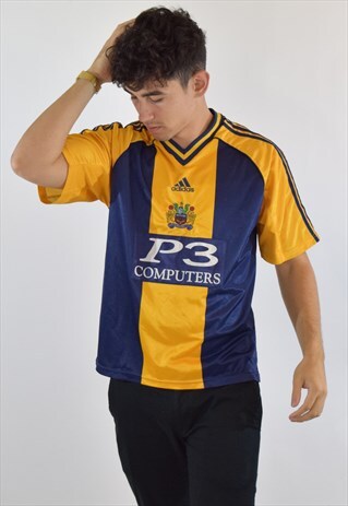 1998 BURNLEY FOOTBALL AWAY SHIRT TOP 90S YELLOW ADIDAS