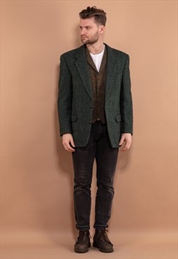 Vintage 90's Men Harris Tweed Blazer in Green