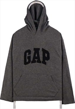 Gap 90's Fleece Spellout Logo Pullover Hoodie Medium Grey