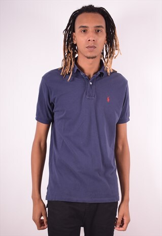 POLO RALPH LAUREN MENS VINTAGE POLO SHIRT MEDIUM BLUE 90S