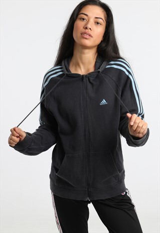90S ADIDAS EMBROIDERED LOGO ZIPPED HOODIE