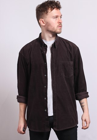 VINTAGE CORDUROY CORD SHIRT BROWN