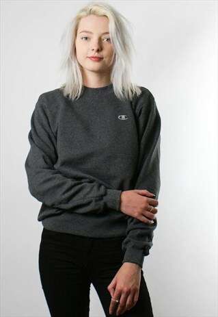 CHAMPION EMBROIDERED LOGO SWEATSHIRT JUMPER, GREY