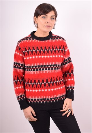 BENETTON WOMENS VINTAGE JUMPER SWEATER SMALL RED 90S