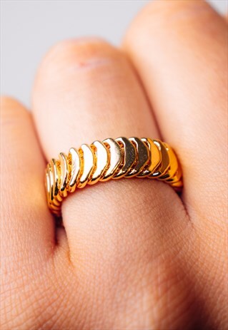 CHUNKY GOLD PLATED CHAIN RING - OPEN BACK & ADJUSTABLE SIZE