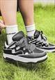 CHUNKY SOLE SNEAKERS RETRO SPORT SHOES SKATER TRAINERS BLACK