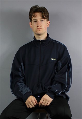 VINTAGE NIKE WINDBREAKER JACKET IN NAVY BLUE WITH EMBROIDERE