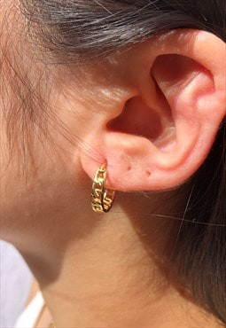 Gold Chain Hoop Earrings 