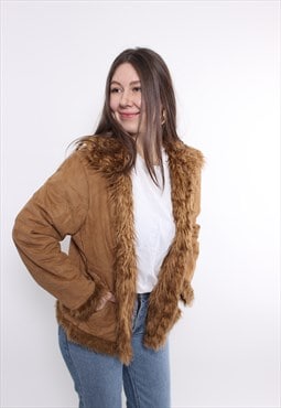 90s Penny lane coat, vintage brown color funky overcoat