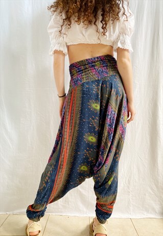 VINTAGE 90S PAISLEY PRINT HIGHWAISTED HIPPIE HAREM TROUSERS