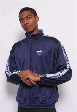VINTAGE DIADORA TAPE LOGO JACKET BLUE