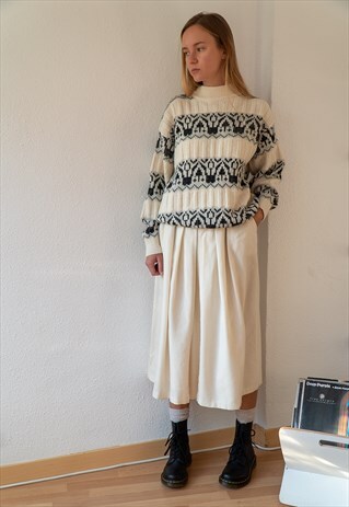 VINTAGE 80'S WOOL PLEATED MIDI SKIRT