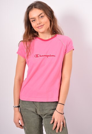 VINTAGE CHAMPION T-SHIRT TOP PINK