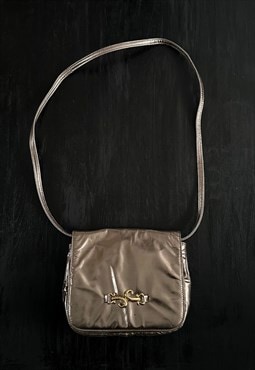 Russell and Bromley 80's Vintage Gold Metallic Bag Leather