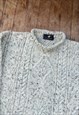 Vintage Cream Cable Knitted Wool Jumper 