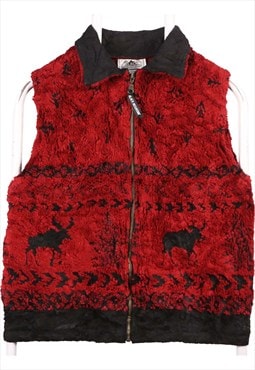 Vintage 90's Black Mountain Vests Fur Fleece Zip Up Vest