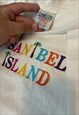 VINTAGE SANIBEL ISLAND WHITE EMBROIDERED T-SHIRT MEDIUM 