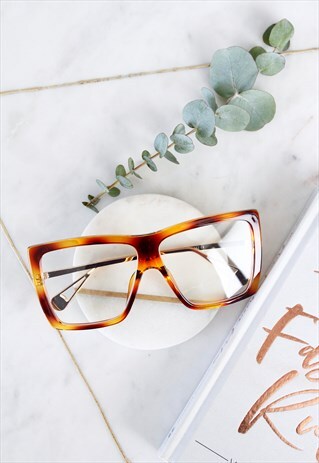 OVERSIZED CLEAR TORTOISE SHELL SQUARE TINTED SUNGLASSES