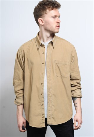 VINTAGE CORDUROY CORD SHIRT BROWN