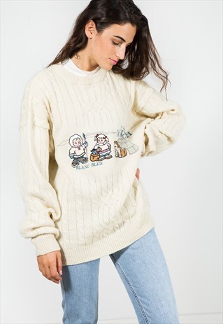 ON SALE VINTAGE 80S CLASSIC KNITWEAR JUMPER / S0065