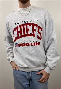 Vintage grey Kansas City Chiefs embroidered NFL sweatshirt