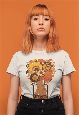 60s 70s Floral women's fit vintage style t shirt