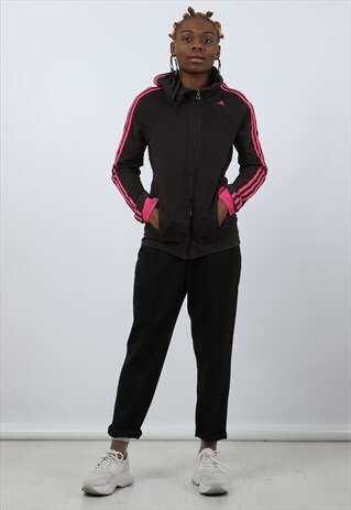 VINTAGE ADIDAS MEDIUM BLACK ZIPPED HOODIE