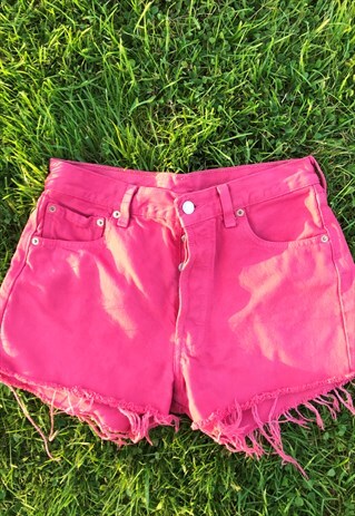 VINTAGE 80'S 501 BUTTON FLY LEVI PINK SHORTS