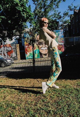 RARE VINTAGE 90'S CAVALLI LOW WAIST FLORAL PRINT JEANS