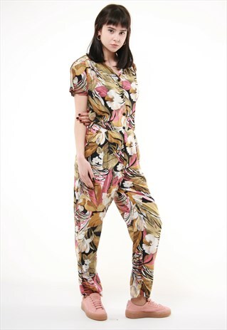 80S VINTAGE FLORAL LONG JUMPSUIT 431