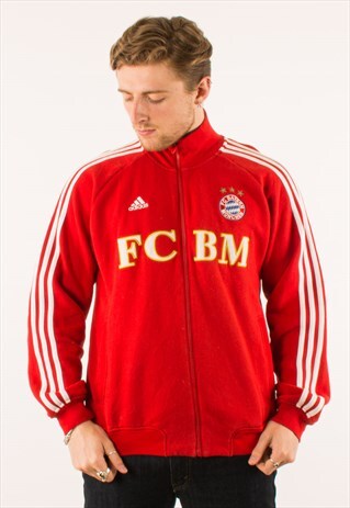 VINTAGE RED ADIDAS FC BAYERN MUNICH FULL ZIP SWEATSHIRT