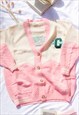 Pink Oversized Slouchy College Cardigan