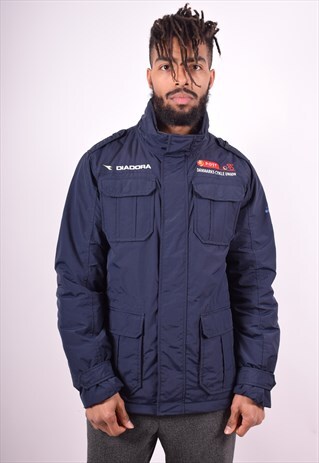 DIADORA MENS VINTAGE JACKET LARGE BLUE 90'S
