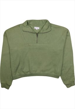 Vintage 90's Colsie Sweatshirt Crop Quater Zip Green Medium