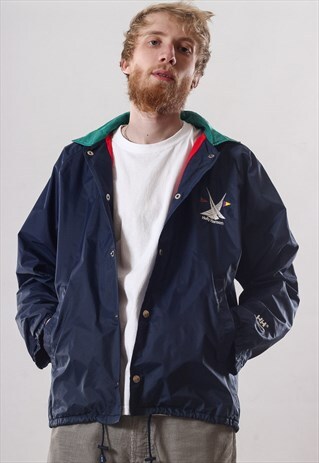 90'S VINTAGE MENS HELLY HANSEN COACH WINDBREAKER LOGO JACKET