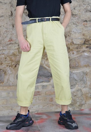 VINTAGE YELLOW CLASSIC STRAIGHT SUIT TROUSERS